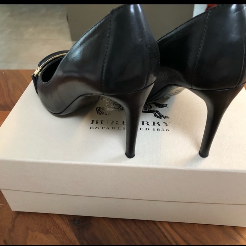 Burberry Black Stiletto Heels with Gold Accent - Picture 2 of 3